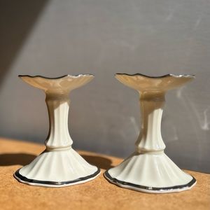 Vintage LENOX SYMPHONY candlestick holder set 24k platinum trim